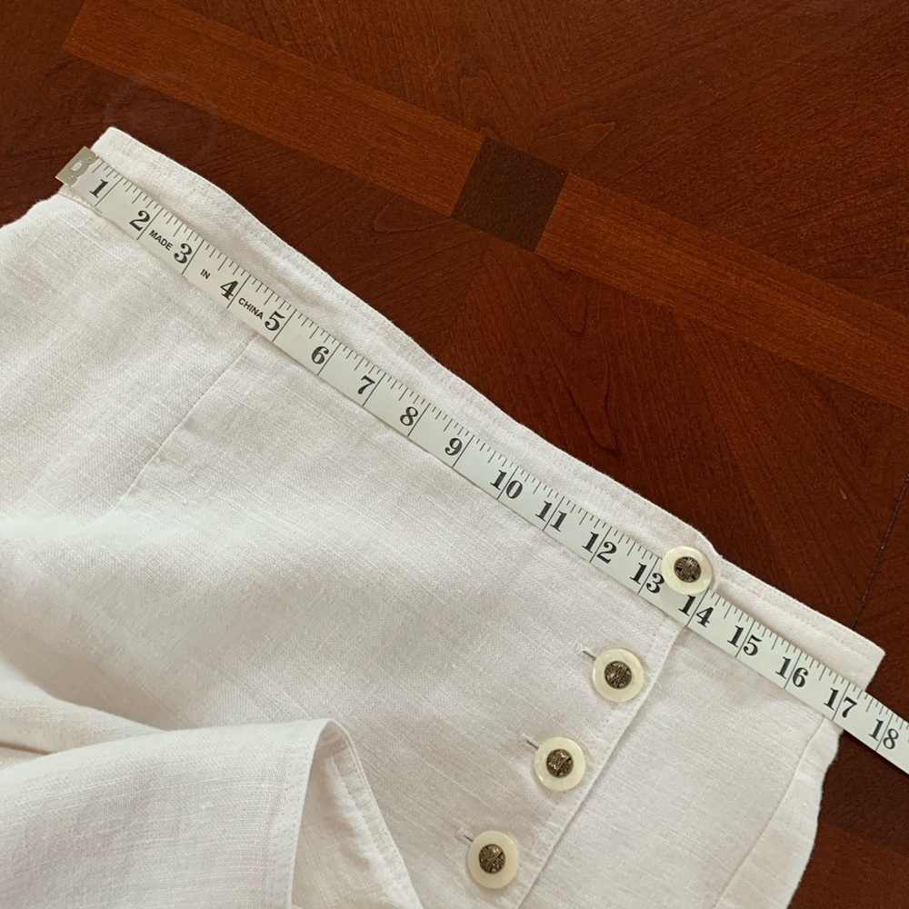 Vintage Linen Pencil Skirt With Button Hip & Slit - Picture 5 of 7